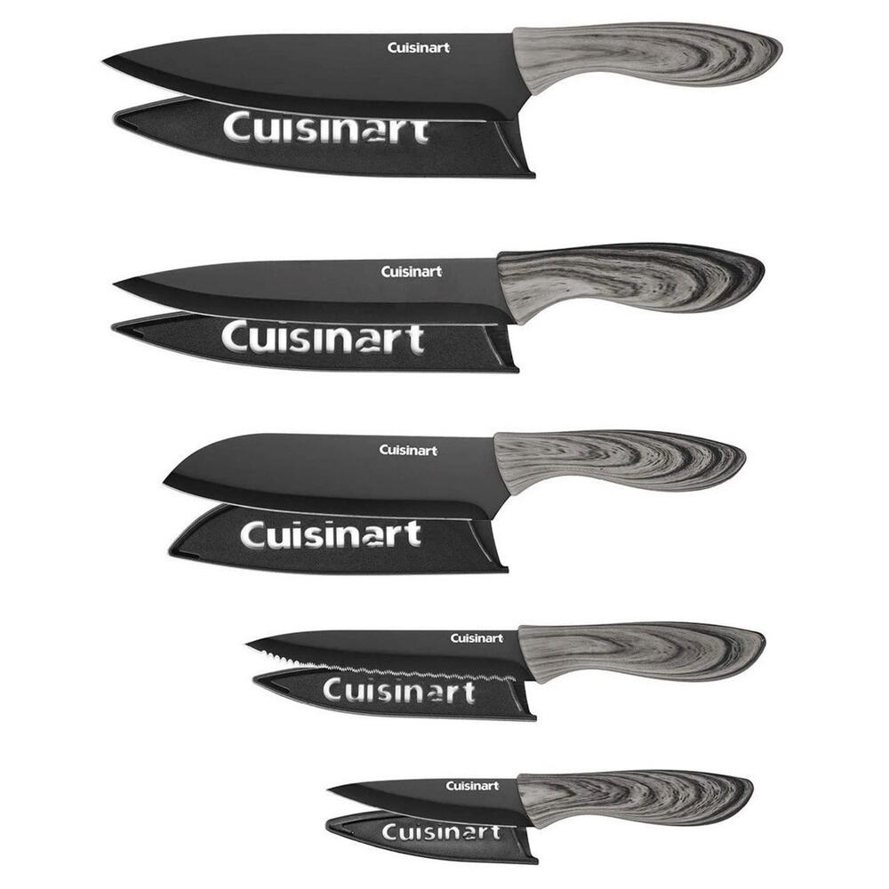 Cuisinart Advantage 10-Piece Black Stainless Steel Knife Set with Blade Guards